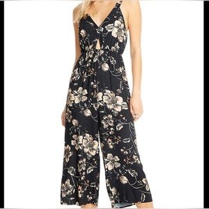 Saltwater Luxe Floral Jumpsuit Cropped Wide Leg Black Small Boho Hippie Beachy